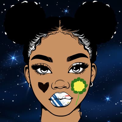 realistic black woman with two buns