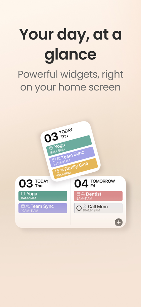 24me: Calendar・Planner & To Do - Widgets de pantalla de inicio de la aplicación 24me que muestran un calendario diario y una lista de tareas de un vistazo.