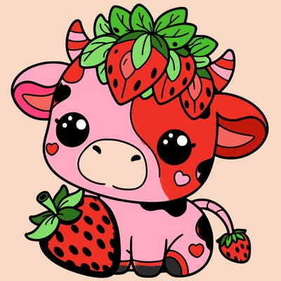 cute strawberry cow