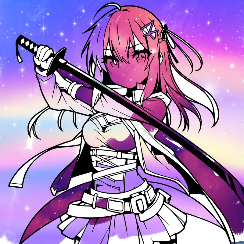 anime girl with sword in cool pose