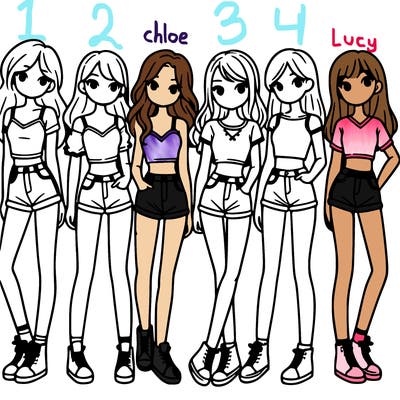 a group of girls wearing crop tops and shorts