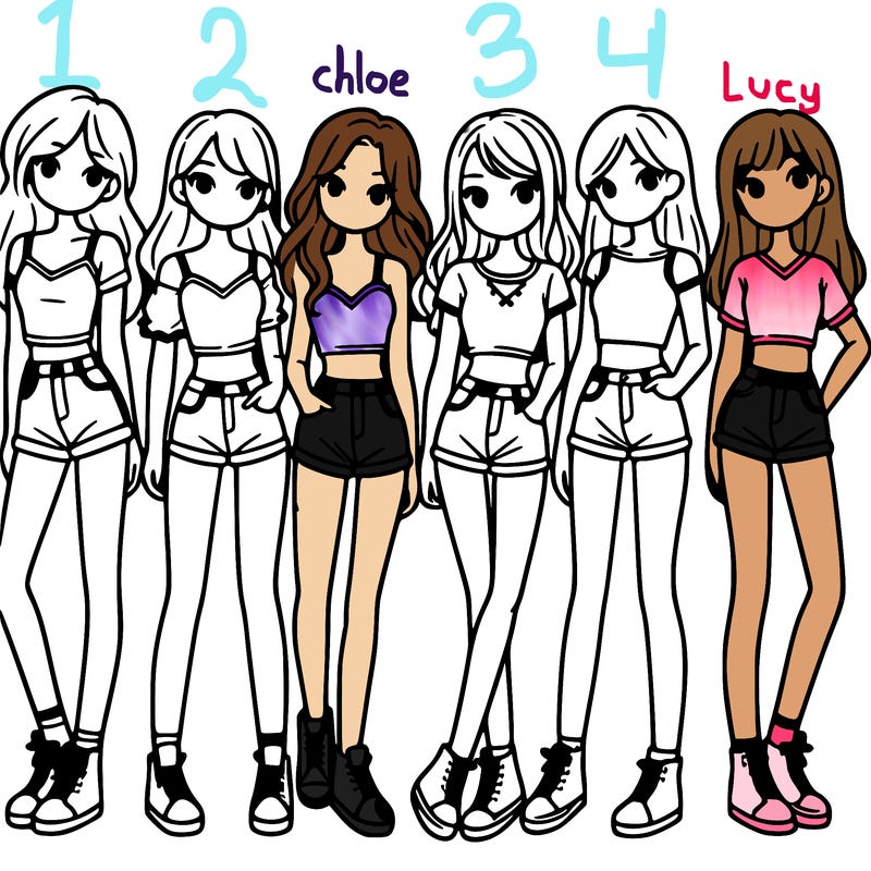 a group of girls wearing crop tops and shorts