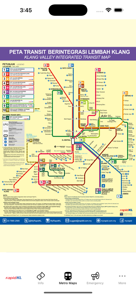Kuala Lumpur Subway Map - Integrated transit map of the Kuala Lumpur metro and subway network