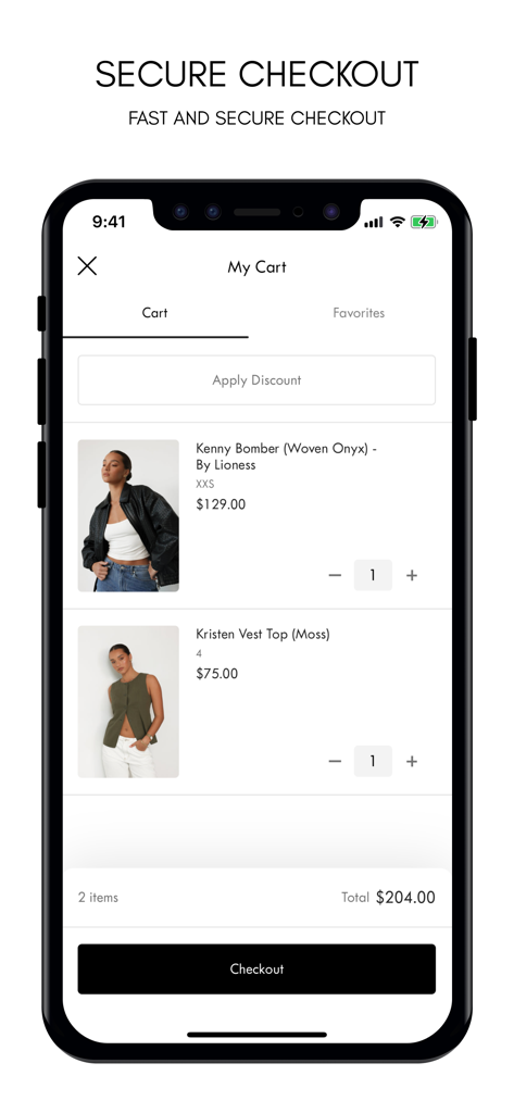 CHARCOAL CLOTHING - Charcoal Clothing mobile app shopping cart showing a bomber jacket and vest top ready for checkout