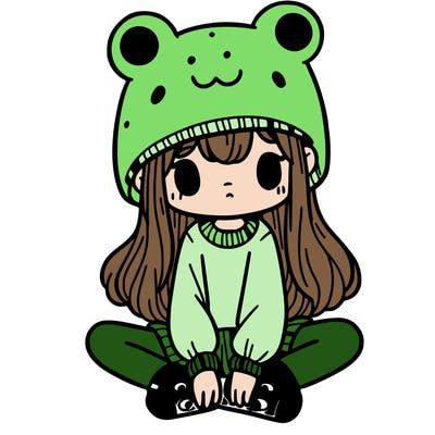 a girl wearing a frog hat and some frog socks