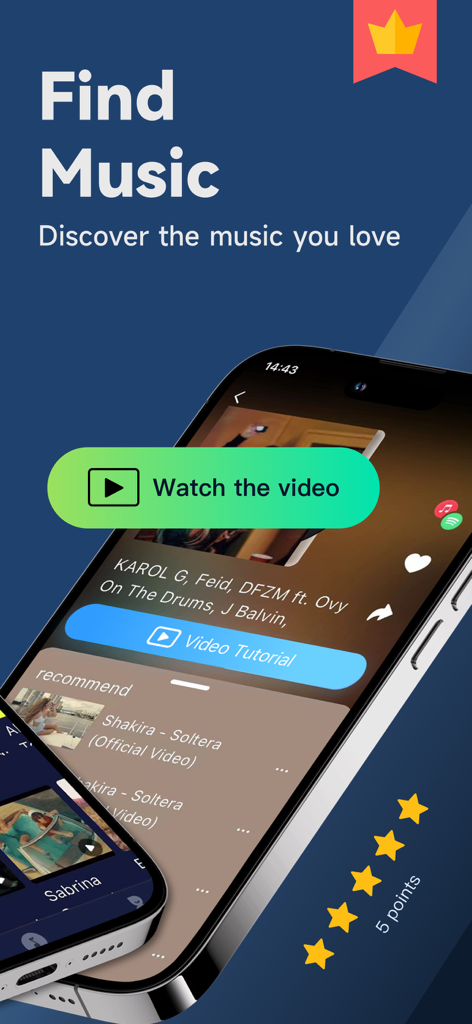 Music Recognition- Song Finder - Interface of the Music Recognition app for finding and discovering new music