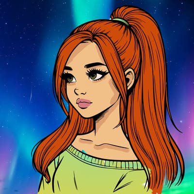 realistic girl with a high ponytail
