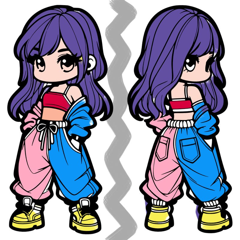 girl in crop top and baggy pants