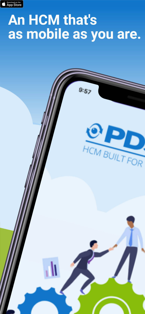 PDS Vista - PDS Vista HCM mobile application showing the slogan An HCM thats as mobile as you are
