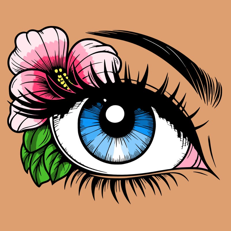 realistic eye with flower