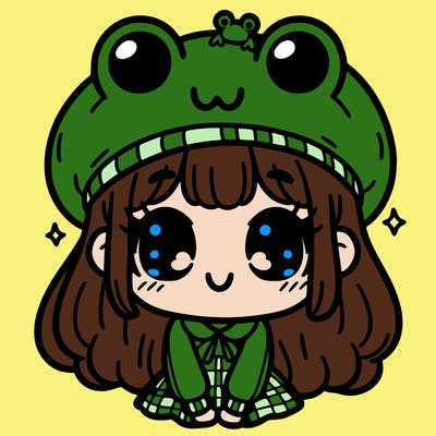cute girl with frog hat