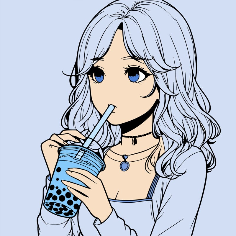 realistic girl drinking boba tea