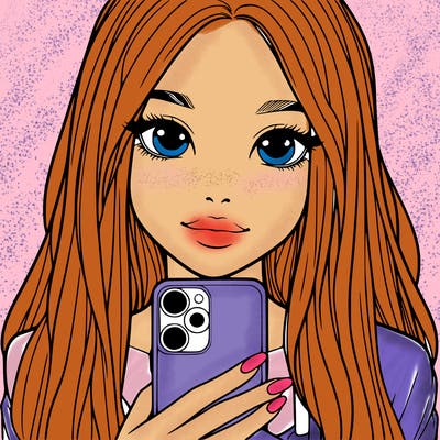 realistic girl with a phone