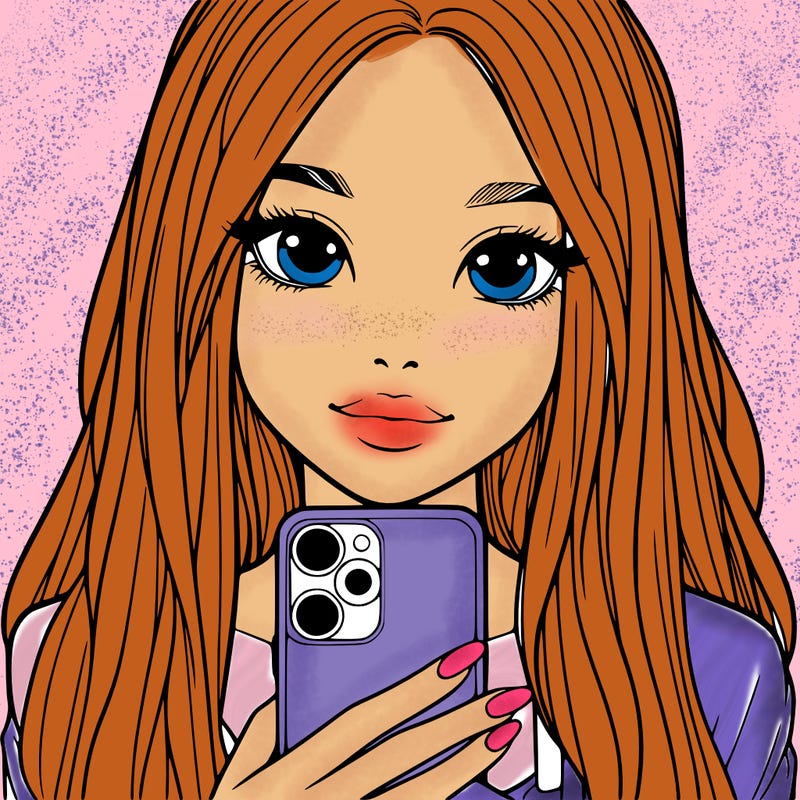 realistic girl with a phone