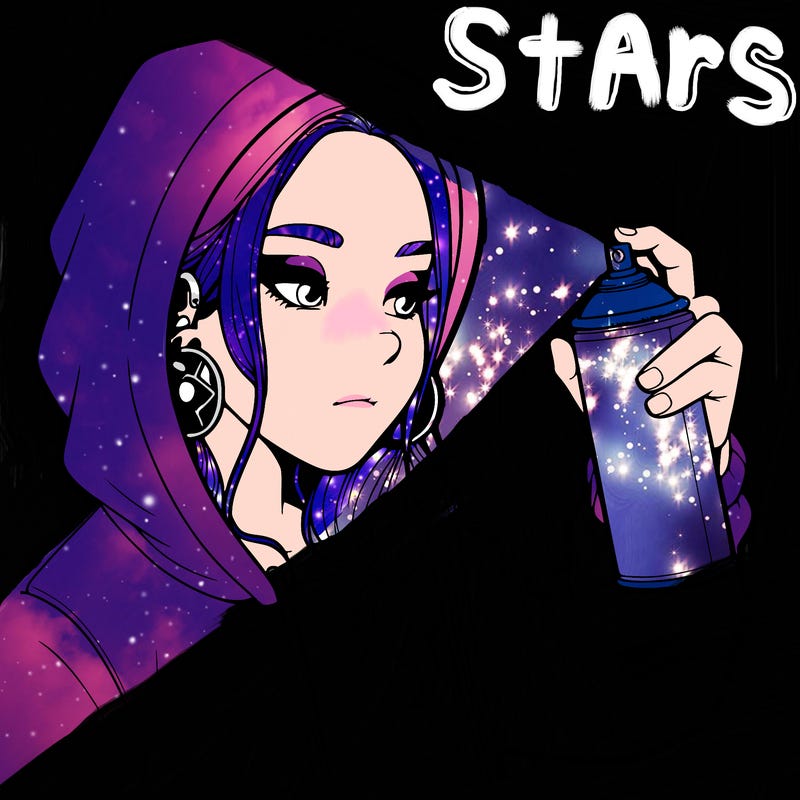 a realistic girl, spray painting