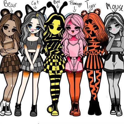 a group of girls realistic