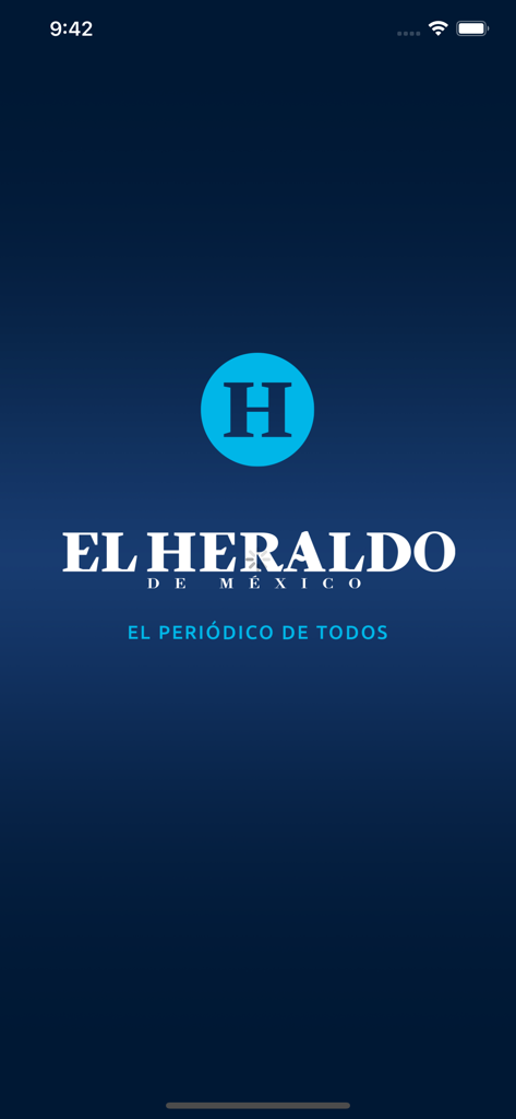 El Heraldo de México - Launch screen of El Heraldo de Mexico news app featuring its blue logo and slogan