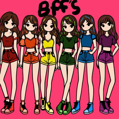 a group of girls wearing crop tops and shorts