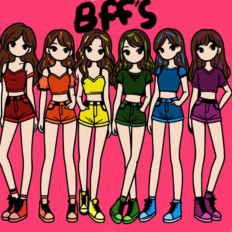 a group of girls wearing crop tops and shorts