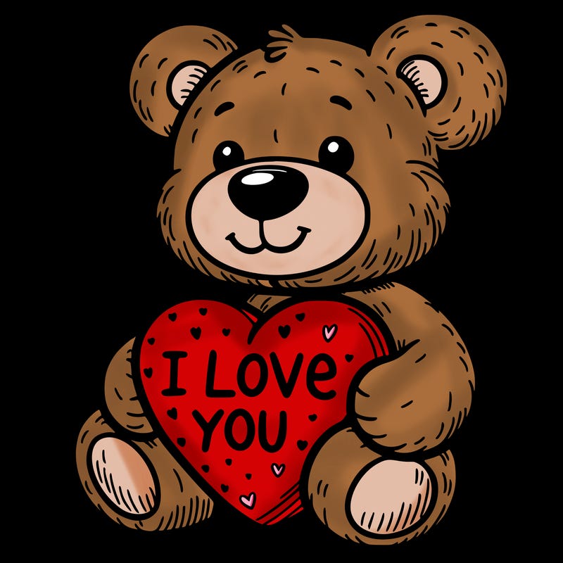 teddy bear holding an i love you heart