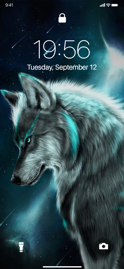 Lone Wolf Wallpapers - A cool lone wolf with neon blue highlights as an iPhone lock screen wallpaper