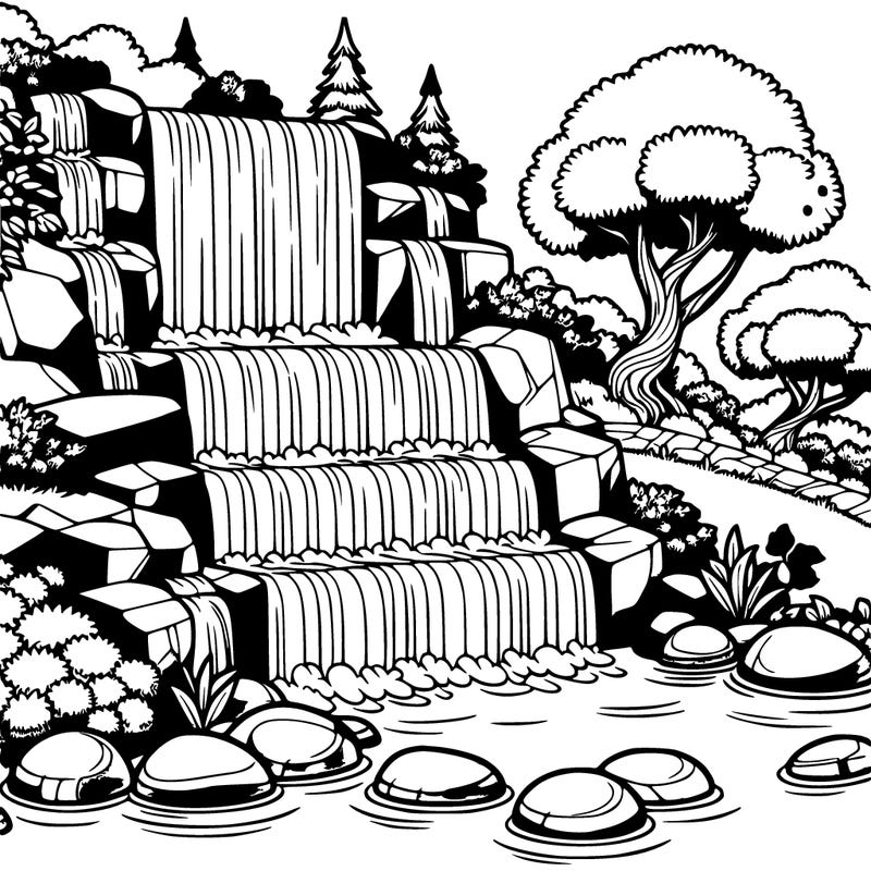 waterfall and rock garden