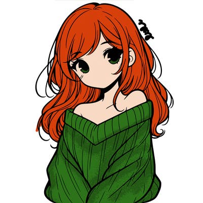 shy pretty girl wearing a sweater that is falling off one shoulder portrait