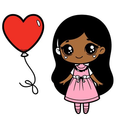 girl with heart baloon