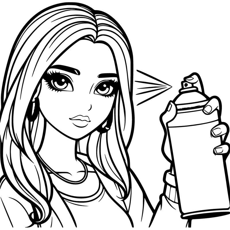 realistic beautiful girl spray painting