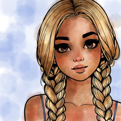 realistic girl with braids