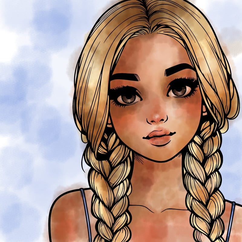 realistic girl with braids