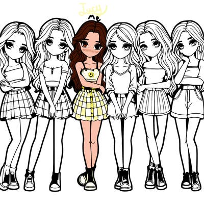 a group of girls realistic