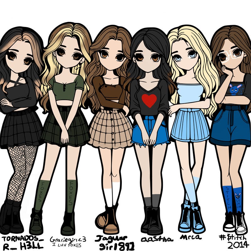 a group of girls realistic