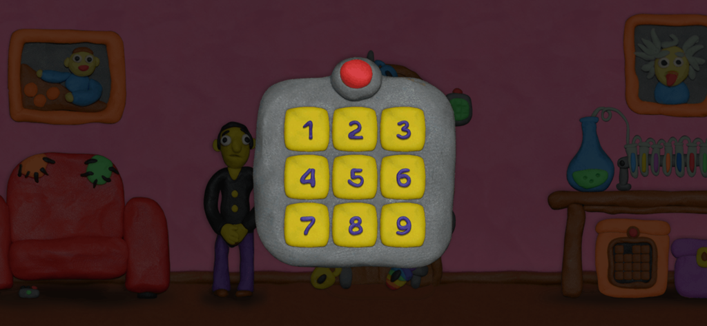 Ein Plastilin-Ziffernblock-Rätsel im 12 LOCKS Escape Room-Spiel.