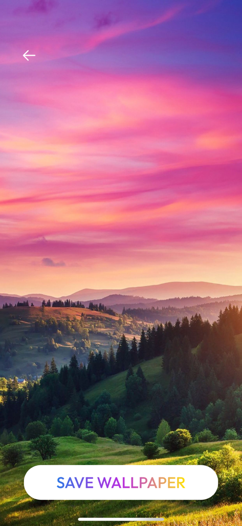 Live Wallpaper Maker - Themes - Vibrant sunset landscape wallpaper with mountains and forests in the Live Wallpaper Maker app