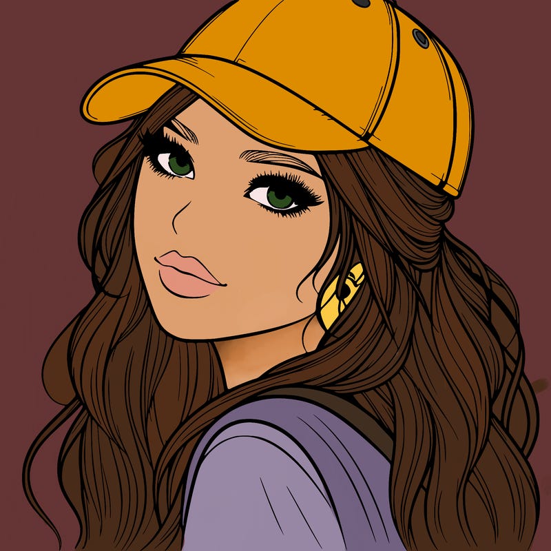 realistic beautiful girl with backward cap