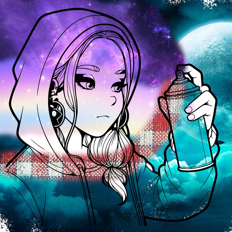 a realistic girl, spray painting