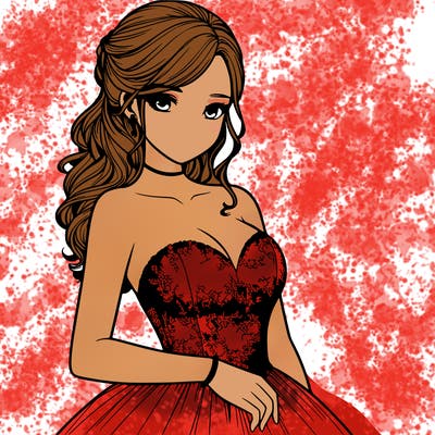 realistic girl in prom dress