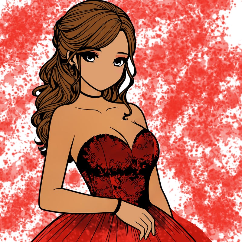 realistic girl in prom dress