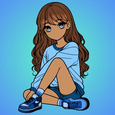 girl sitting realistic