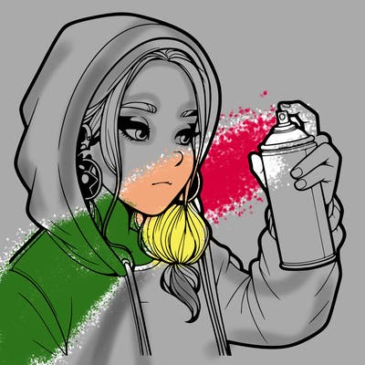 a realistic girl, spray painting