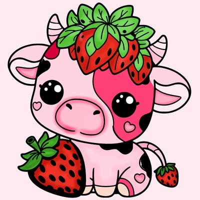 cute strawberry cow