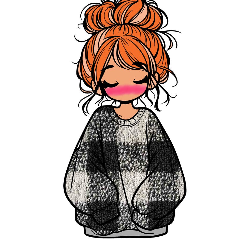 girl with baggy sweatshirt and messy bun