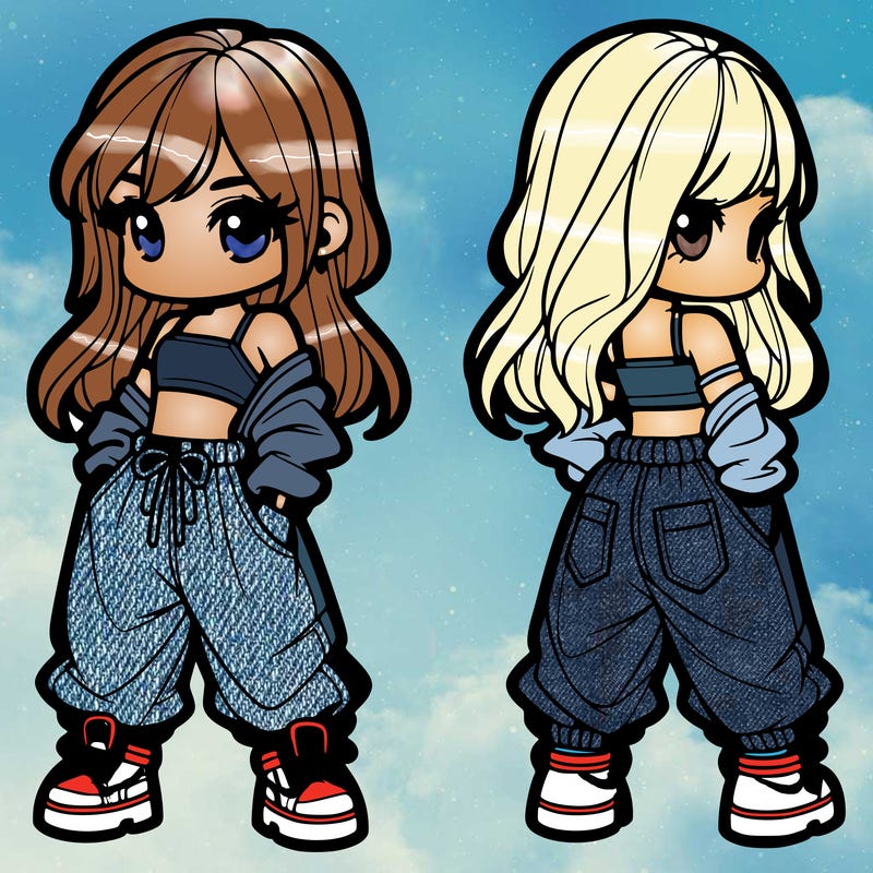 girl in crop top and baggy pants