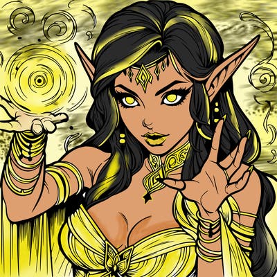 realistic scary beautiful elf sorceress casting spell