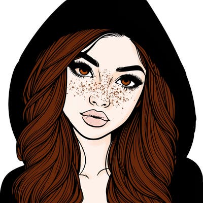 realistic beautiful girl with a hood on