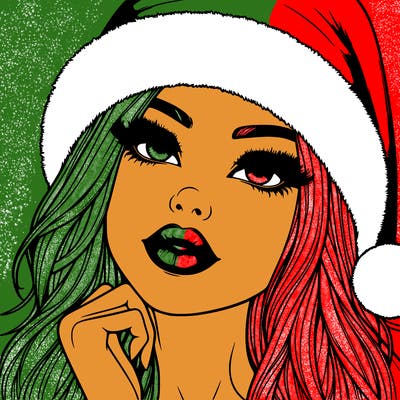 realistic christmas girl with lips