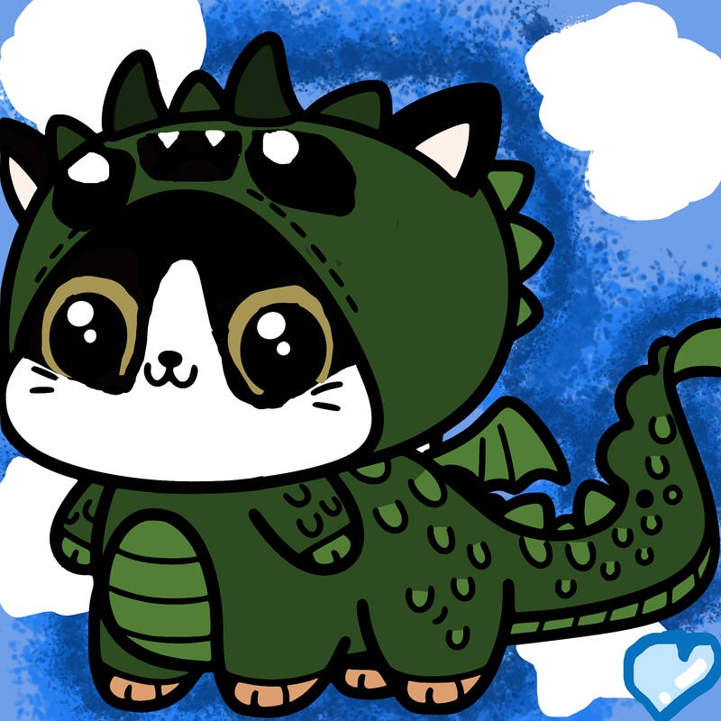 one cute cat on all fours dressed up in a cute but, simple dragon costume