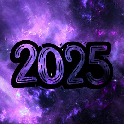 one line scrawled numbers sketch design “2025”