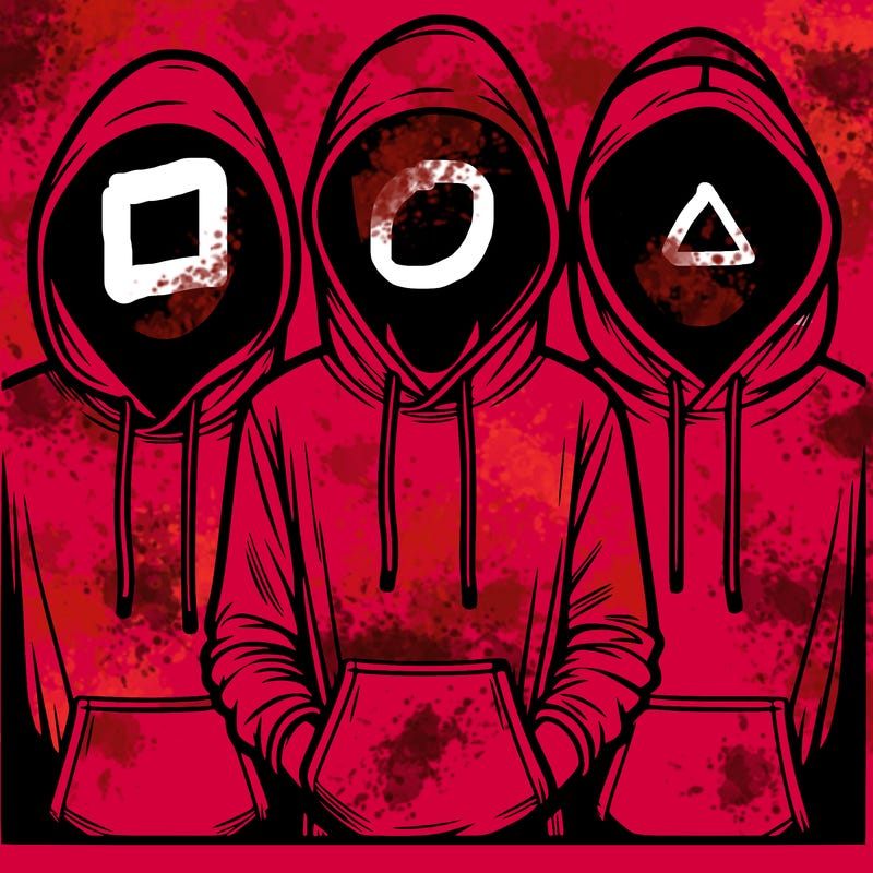 3 faceless people in  hoodies